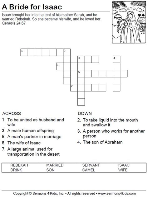 A Bride For Isaac Crossword Puzzle Sunday School Object Lessons