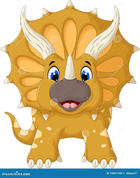 Funny Triceratops Dinosaur Animal Character Cartoon Illustration