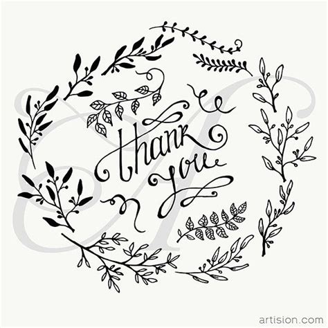 Hand Drawn Thank You With Vector Floral Elements How To Draw Hands