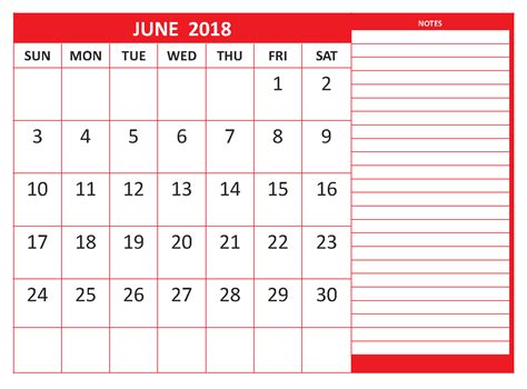 June 2018 Calendar Pdf Word Execl Vertical And Landscape Format