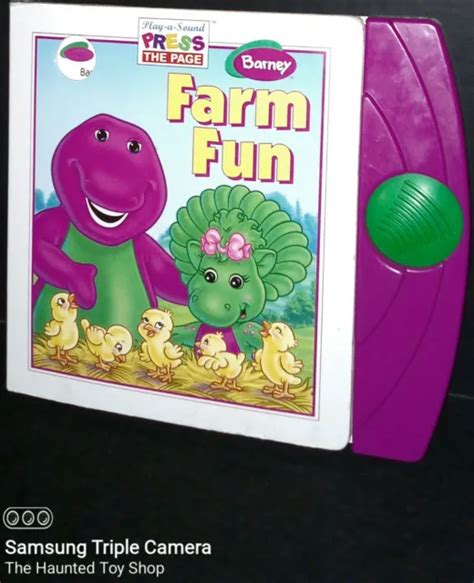 Barney Andfarm Funand Play A Sound Press The Page Board Book 1998 Rare