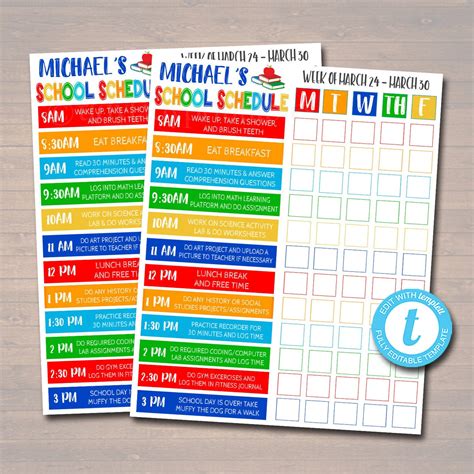 Kids Student Calendar Planner Tidylady Printables