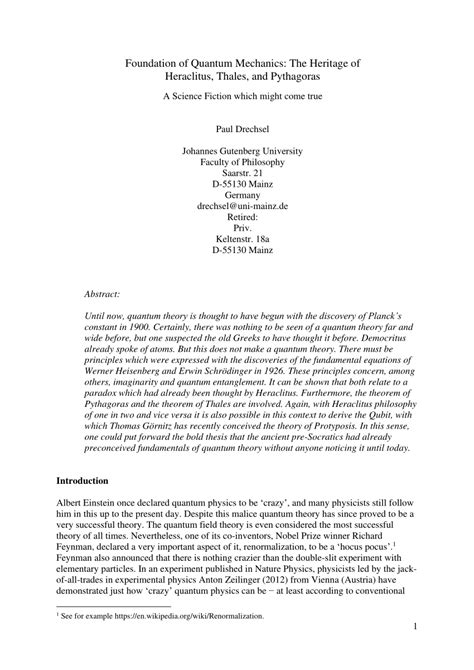 PDF Foundation Of Quantum Mechanics The Heritage Of Heraclitus