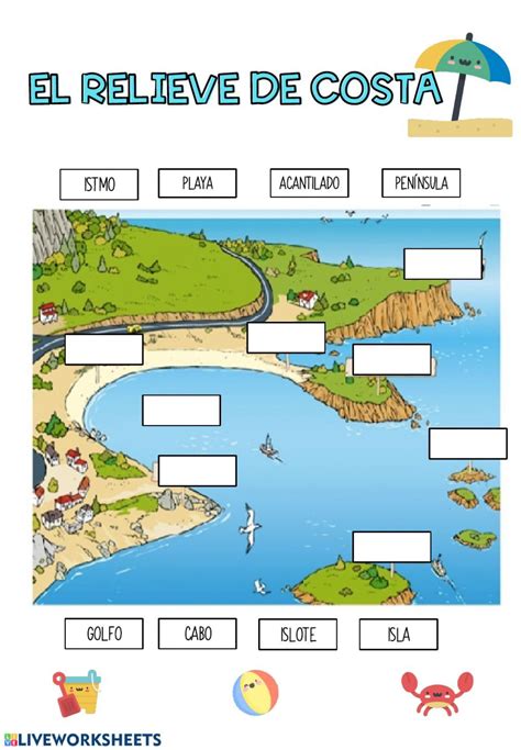 El relieve de costa worksheet Enseñanza de la geografía Ciencias