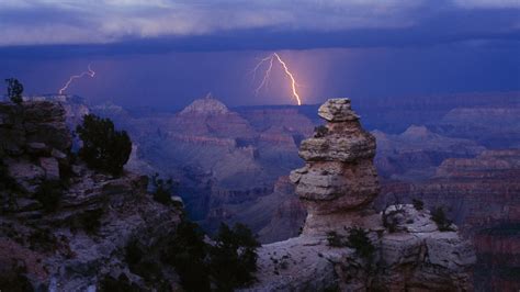 Lightning Storm Over Grand Canyon National Park Arizona Usa Free