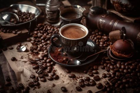 Aroma Bean Espresso Breakfast Morning Brown Cup Cafe Mug Drink