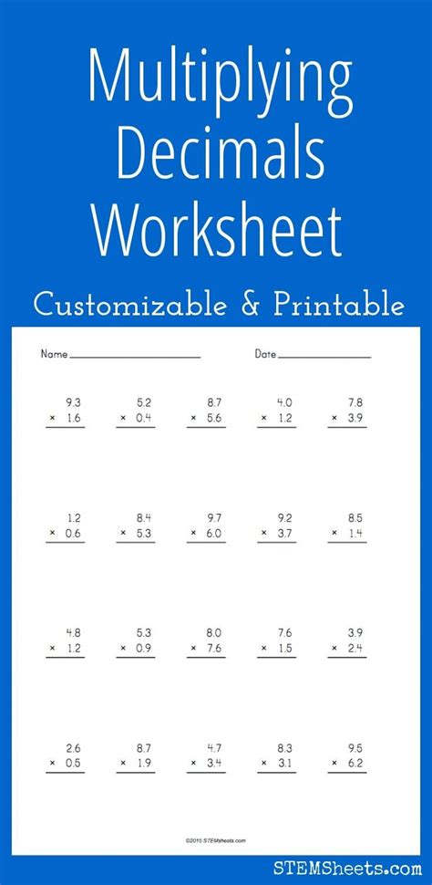 Here you will find a wide range of free 5th grade multiplication worksheets, which will help your child learn to multiply different decimals. 128 best Math STEM Resources images on Pinterest | Math ...