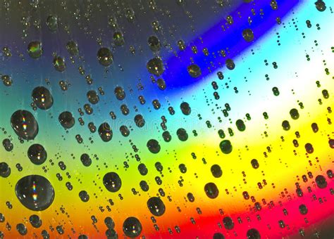 Super Bright Intense Rainbow Water Drop Background Stock