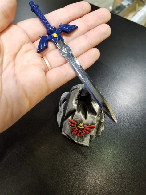 legend of zelda blue master sword in the stone miniature etsy