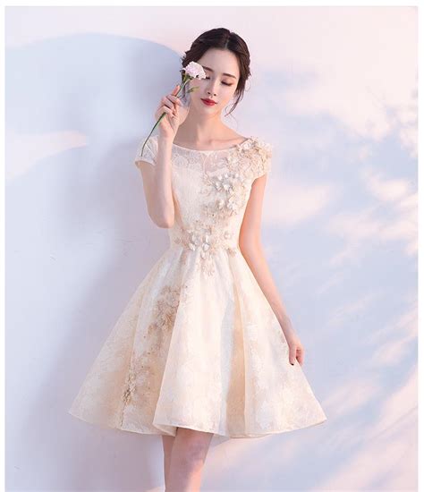 Jy916 Short Prom Dresses 2019 O Neck Teens Ball Gown Knee
