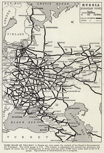 Map Of The Railway Network In The European Part Of The Soviet Stock
