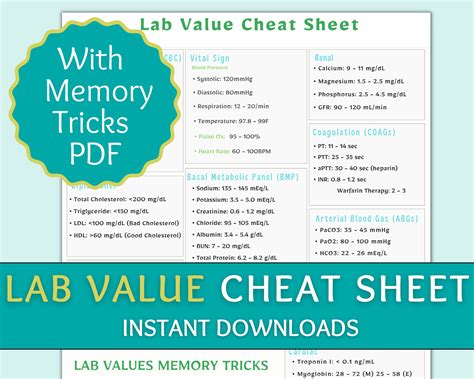 Lab Values Lab Value Sheet Nursing Notes Nursing Cheat Etsy Lab
