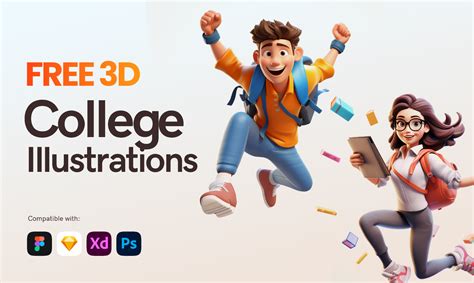 Free 3d Students In College Illustrations Figma