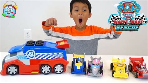 Paw Patrol Ready Race Rescue Mobile Pitstop Unboxing And Playing With