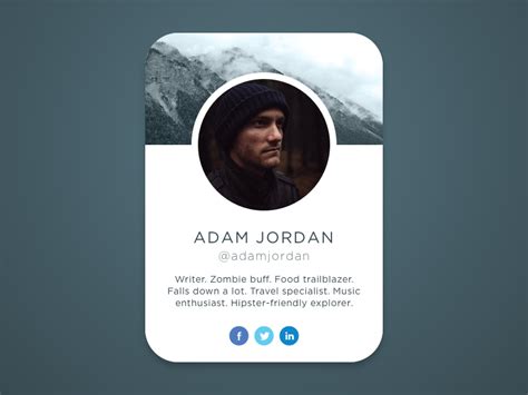 User Profile Card By Jason Kanzler On Dribbble