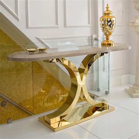 24 Carat Gold Plated Lacquered Designer Console Table Designer