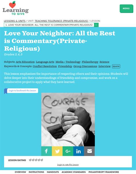 Love Your Neighbor All The Rest Is Commentary Lesson Plan For 3rd
