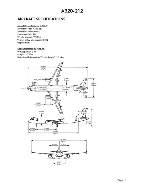 Aircraft Specifications Model A320 212 Aircraft Aerospace Engineering