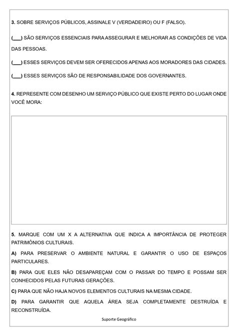 Atividade Sobre Serviços Publicos 4 Ano