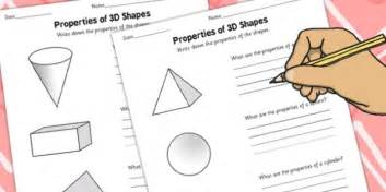 year 3 properties of 3d shapes worksheet worksheet pack
