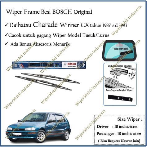 Jual Wiper Frame Besi Daihatsu Charade CX Winner Tahun 1987 1988 1989