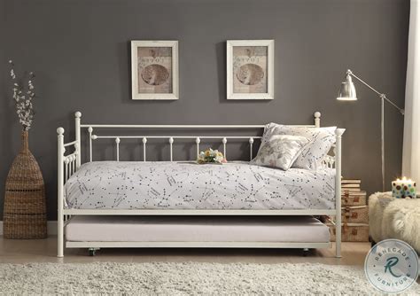 Lorena White Metal Twin Daybed With Trundle