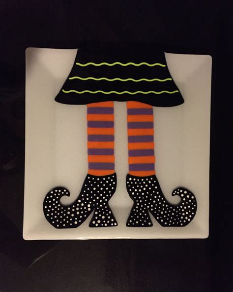 Festive Fused Glass Large Witch Halloween Platter 13 25 Square By Festiveglass On Etsy