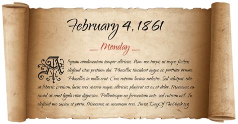 What Day Of The Week Was February 4 1861