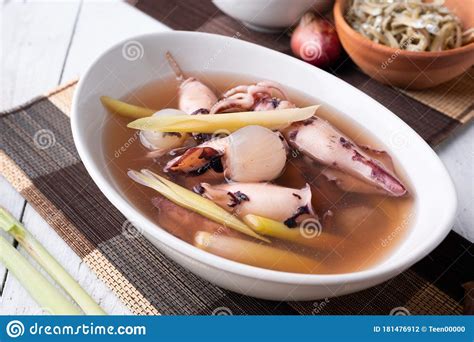 Squid Ink Soup With Lemongrass Thai Food Stock Photo Image Of