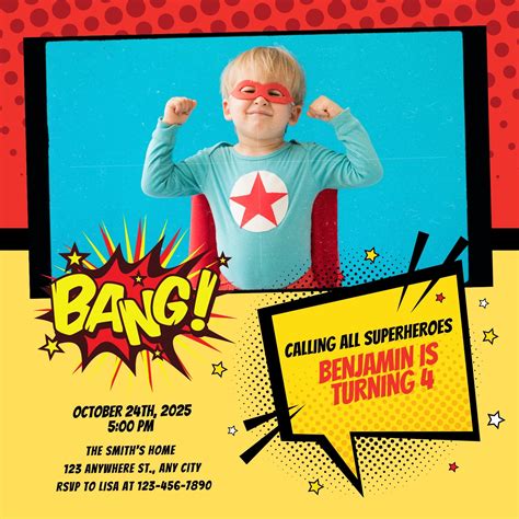 Superhero Birthday Card Template