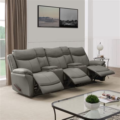Prolounger Wall Hugger Storage Reclining Sofa In Taupe Gray Pu