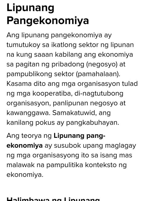 Ano Ang Lipunang Pang Ekonomiya Sa Ating Bansa Brainly Ph