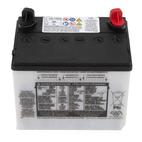 Dry Vented Top Battery 300 Cca 925 1707d Troy Bilt Us