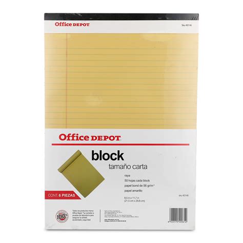 Block Carta Office Depot Amarillo Raya 6 Pzs Office Depot Mexico