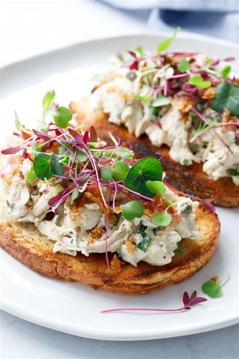 Let us introduce your new favorite sandwich. Chicken Salad Tartine Toasts | Recipe | Bistro food ...