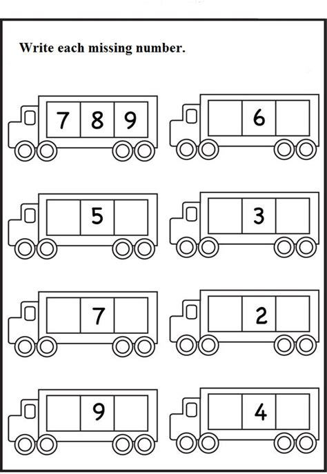 Kindergarten Missing Number Worksheets