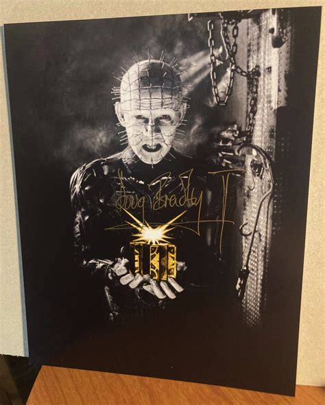 Doug Bradley Autograph Pinhead Hellraiser B W With Gold Lament Box By Bradley Doug