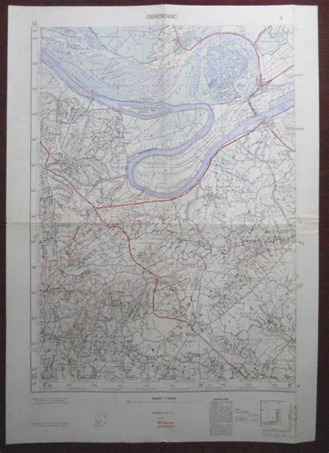 1952 Original Military Topographic Map Obrenovac Sava Serbia Yugoslavia