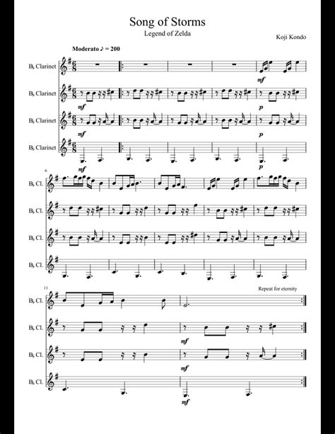 The resolution of image is 749x1018 and classified to music symbols, sheet music, sheet of paper. Song of Storms sheet music for Clarinet download free in PDF or MIDI