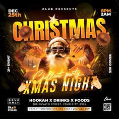 Christmas Party Flyer Template With Santa Clause On The Front And Back