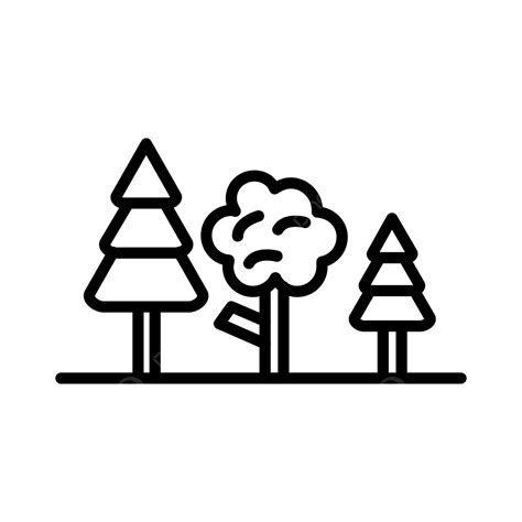 Fores Line Icon Vector Forest Nature Park Png And Vector With