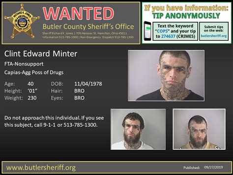 Featured Warrant Of The Butler County Sheriffs Office