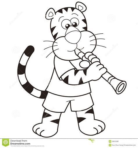 Cartoon Tiger Playing A Clarinet Stock Vector