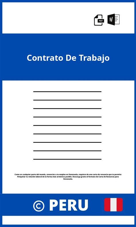 Modelo De Contrato De Trabajo Peru