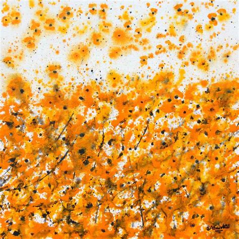 Yellow Flowers I Abstract Yellow Floral Painting