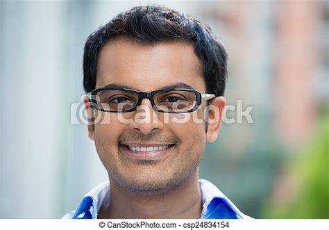 Smart Guy Closeup Headshot Portrait Happy Handsome Businessman