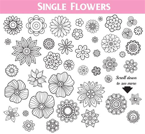 Floral Doodles Collection 72071 Illustrations Design Bundles