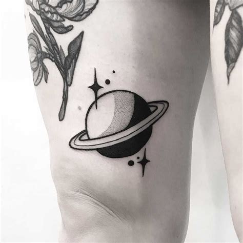 Black And Grey Saturn Tattoo By Pulled Poltergeist Inked On The Right
