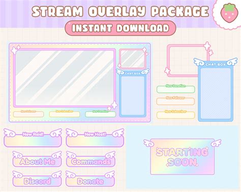 Twitch Stream Overlay Package Rainbow Wings Sparkles Etsy India