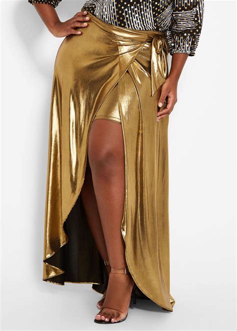 Gold Wrap Skirt In 2020 Sleeves Designs For Dresses Skirts Designs